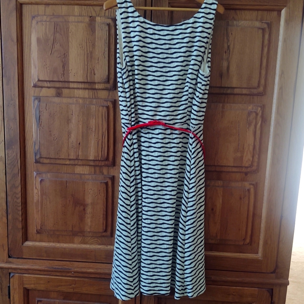 Christopher & Banks Cream/Black Stripe Dress